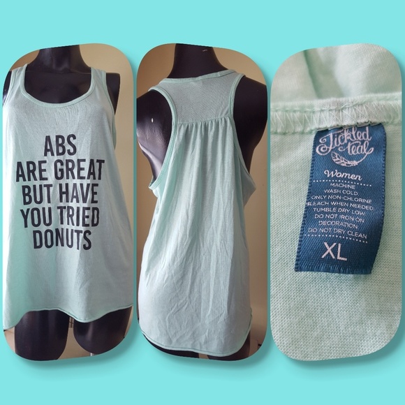 tickled teal Tops - 🍩tried donuts? Workout tank MINT szXL funny!🍩